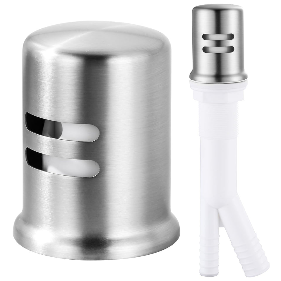ALEASHA dishwasher air-gap cover front view in brushed nickel for a clean kitchen look.