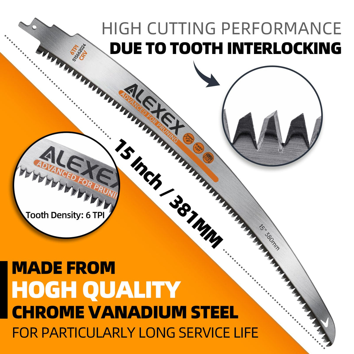 ALEXEX 6TPI pruning blade designed for tree trimming