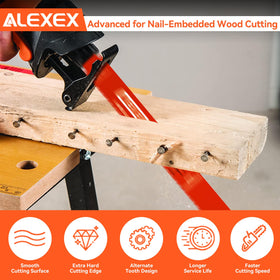 ALEXEX DS1212BW5 alternating-tooth-design blade provides faster plunging in hard materials.