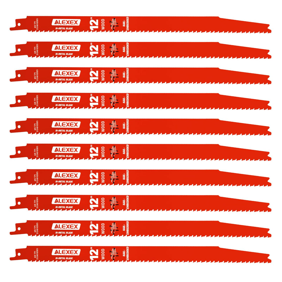 ALEXEX DS1212BW5 nail-embedded-wood blade delivers cleaner cuts with less vibration.
