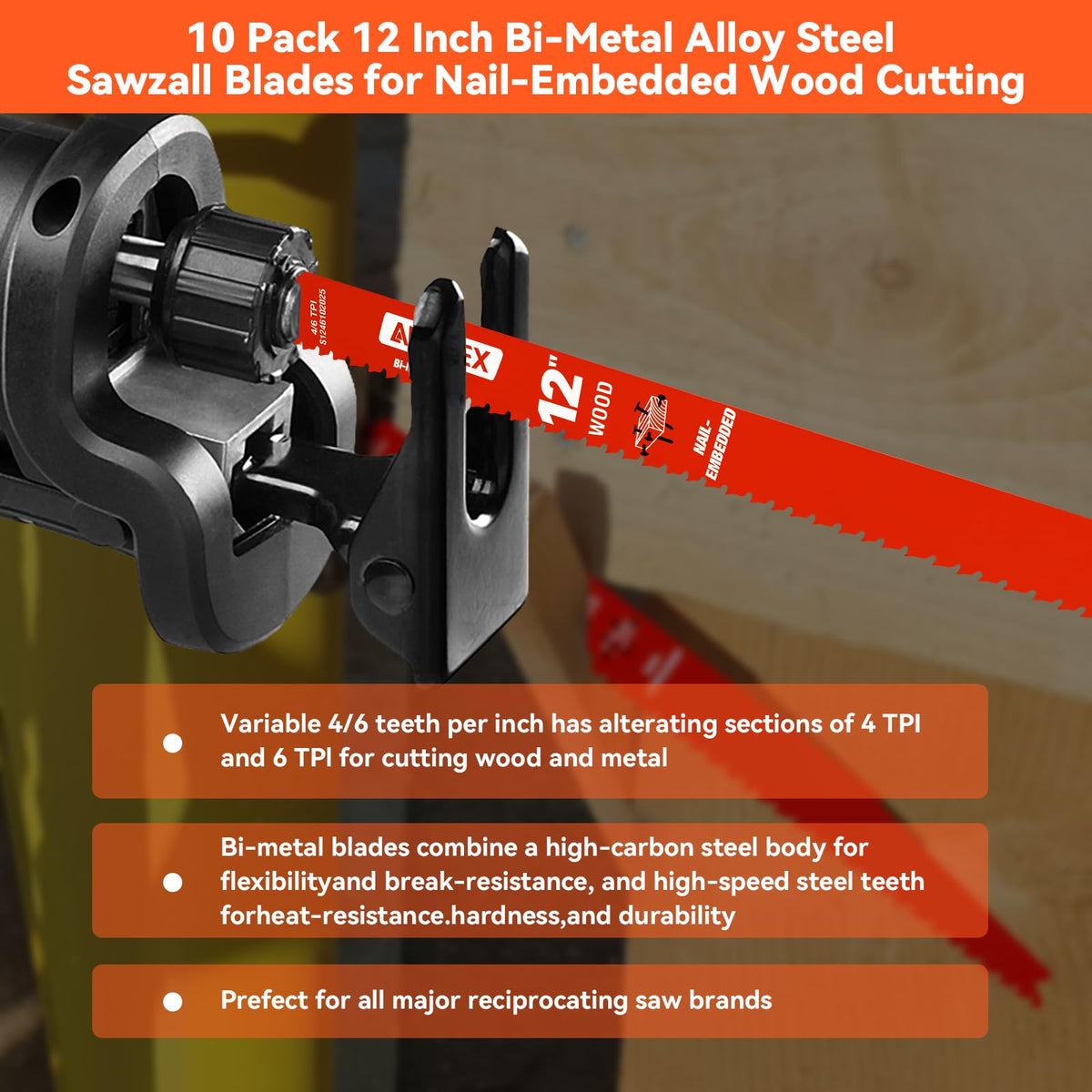 ALEXEX DS1212BW5 multi-use blade for nail-embedded wood and wood composites.