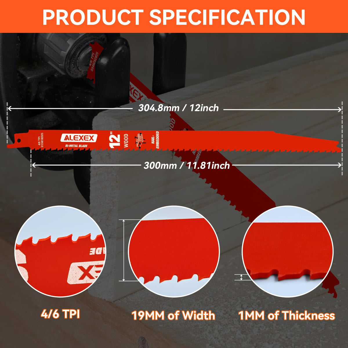 ALEXEX DS1212BW5 wood-cutting blade slices tough stock with steadier control.