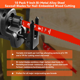 ALEXEX outdoor trimming scene showing blades in action on rough wood tasks.