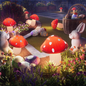 ALFIOT solar mushroom lights brighten garden paths with red caps
