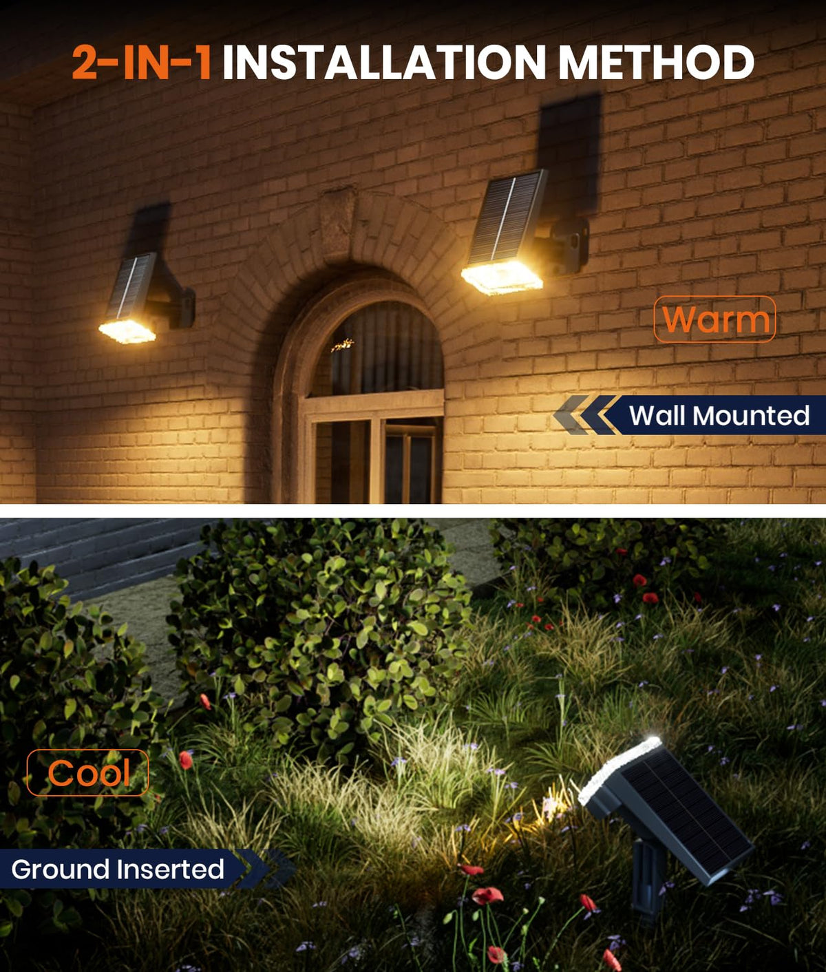 ALFIOT 105° adjustable angle lets you target trees or walkways.