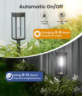 ALFIOT Outdoor pathway lights illuminate walkways and entrances along driveways.