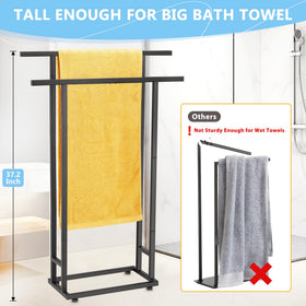ALHAKIN 2-tier towel rack keeps towels neatly organized.