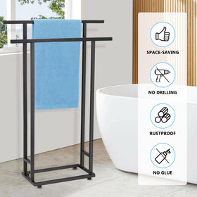 ALHAKIN towel rack with freestanding design in black for versatile placement.