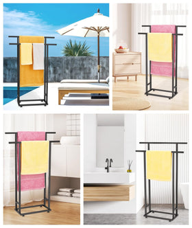 ALHAKIN easy-assembly towel rack set up without drilling.