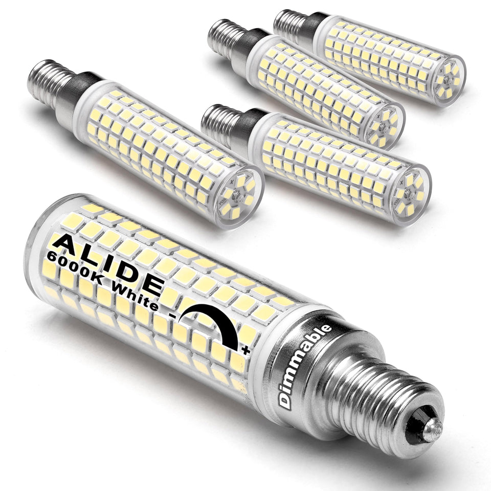 ALIDE E12 100W dimmable bulbs closeup showing dim-to-bright control for mood lighting