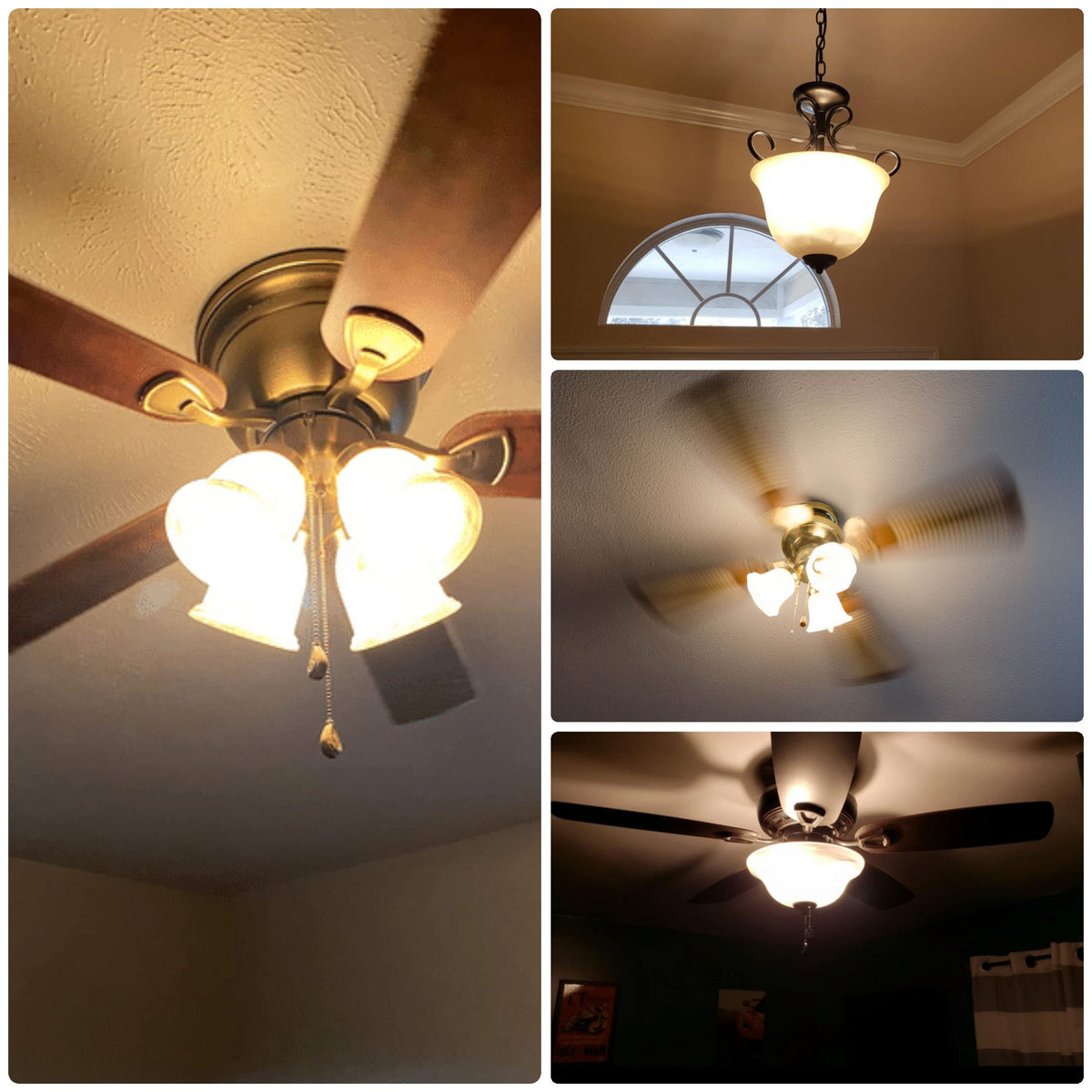 ALIDE E12 shown in chandeliers, ceiling fans, and pendant lights.