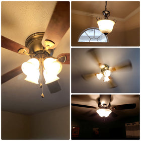 ALIDE E12 shown in chandeliers, ceiling fans, and pendant lights.