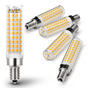 ALIDE E12 bulbs show compact size and 1200lm brightness for chandeliers.