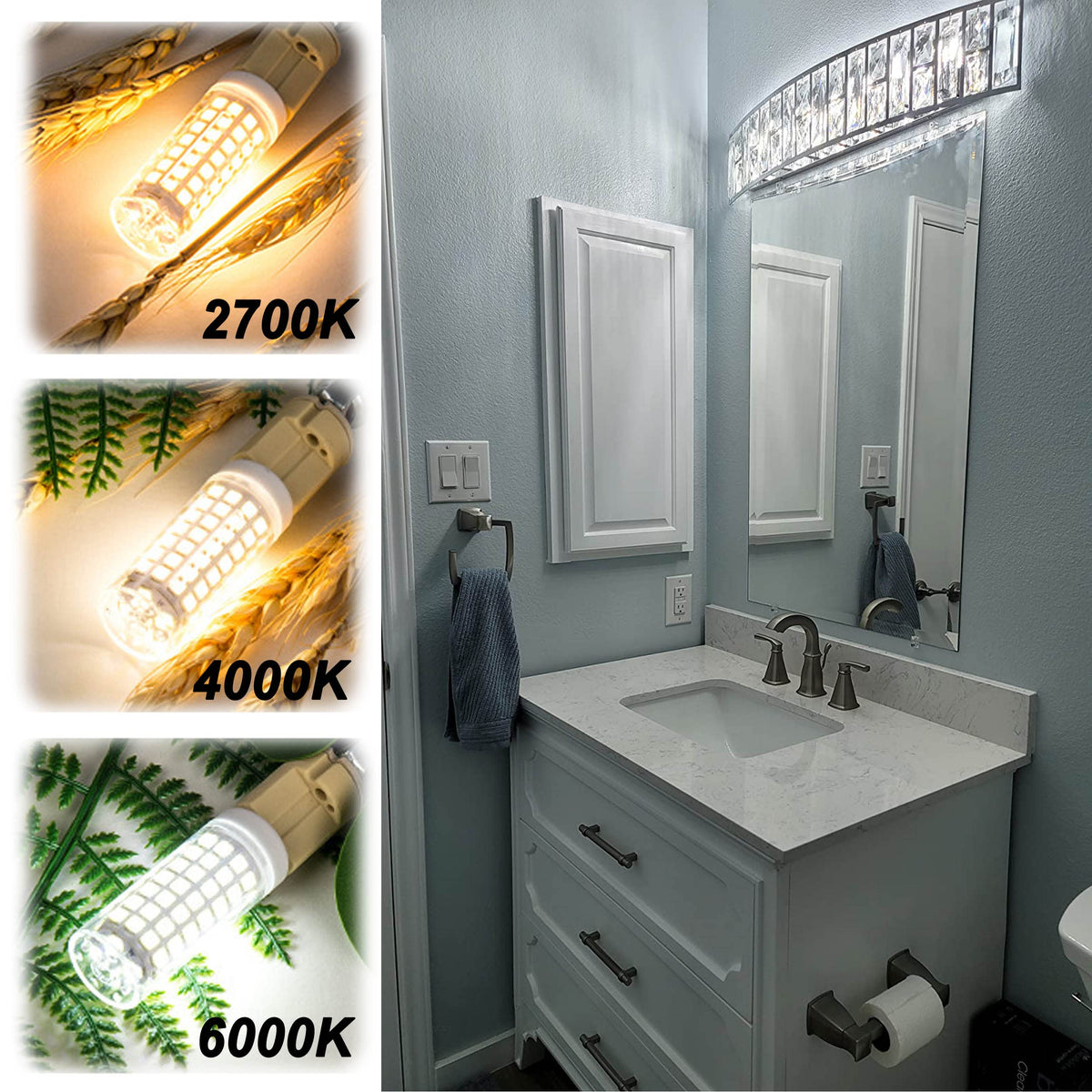 ALIDE E12 bulbs installed in a chandelier and ceiling fan setup