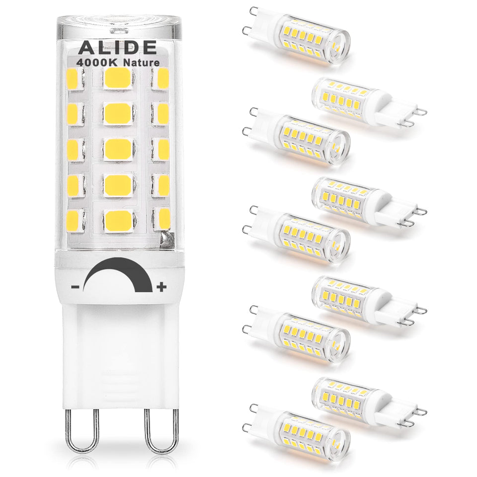 ALIDE G9 LED bulbs closeup showing dimmable design for chandeliers