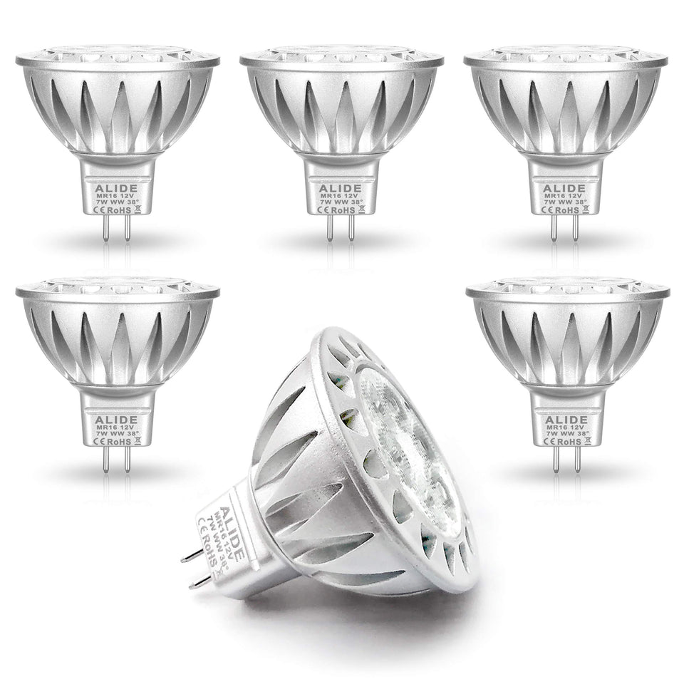 ALIDE MR16 LED bulb in warm white for energy-efficient track lighting.