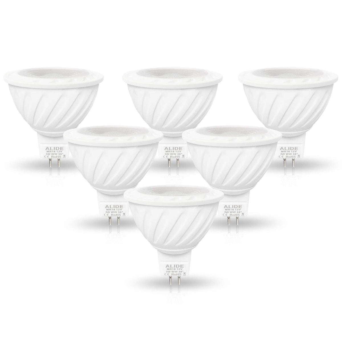 ALIDE MR16 LED bulb pack showing energy-saving performance for landscapes