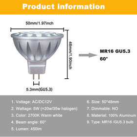 ALIDE MR16 LED bulbs 2700K warm white glow for cozy ambience.