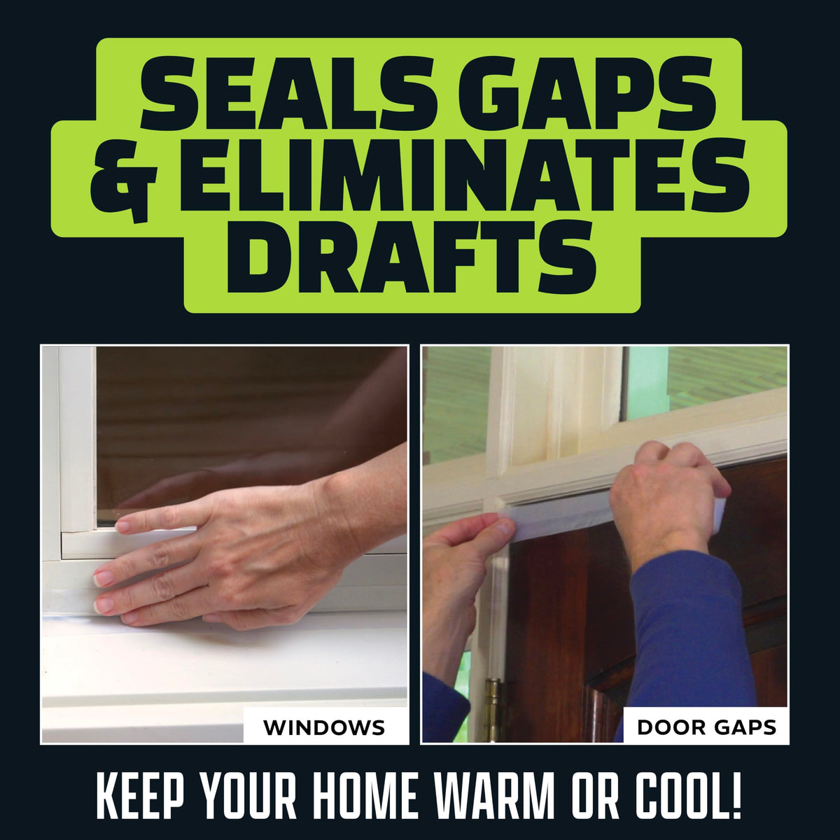 ALIENTAPE Alien Draft Seal roll-2 demonstrates extended reach across multiple spaces