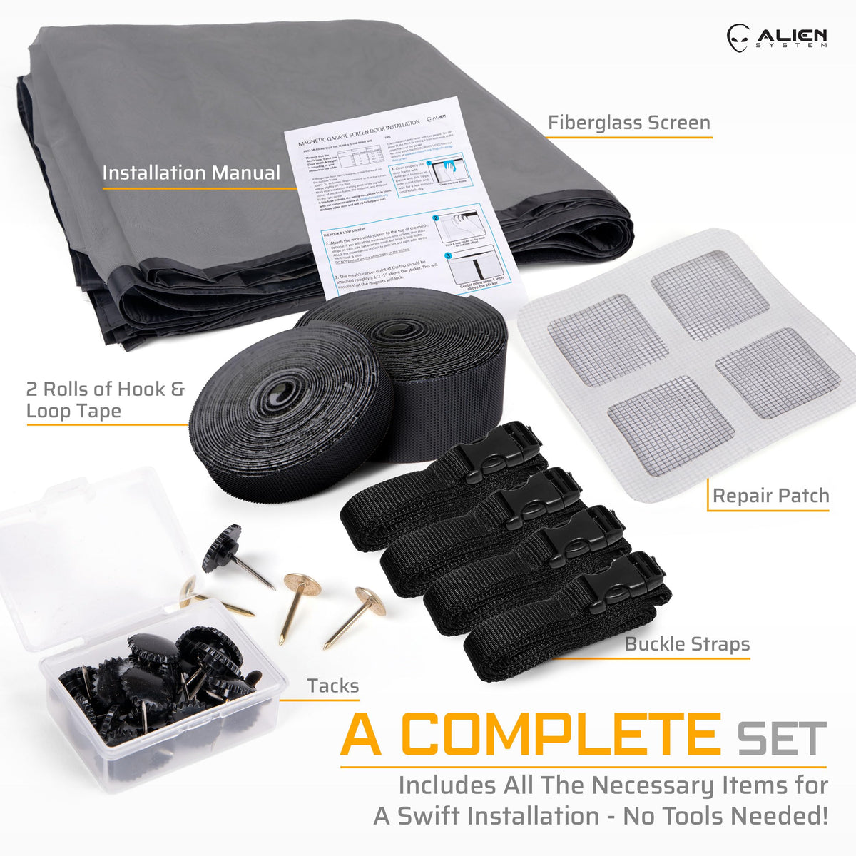 Alien System adhesive top-tape secures the frame for a reliable install