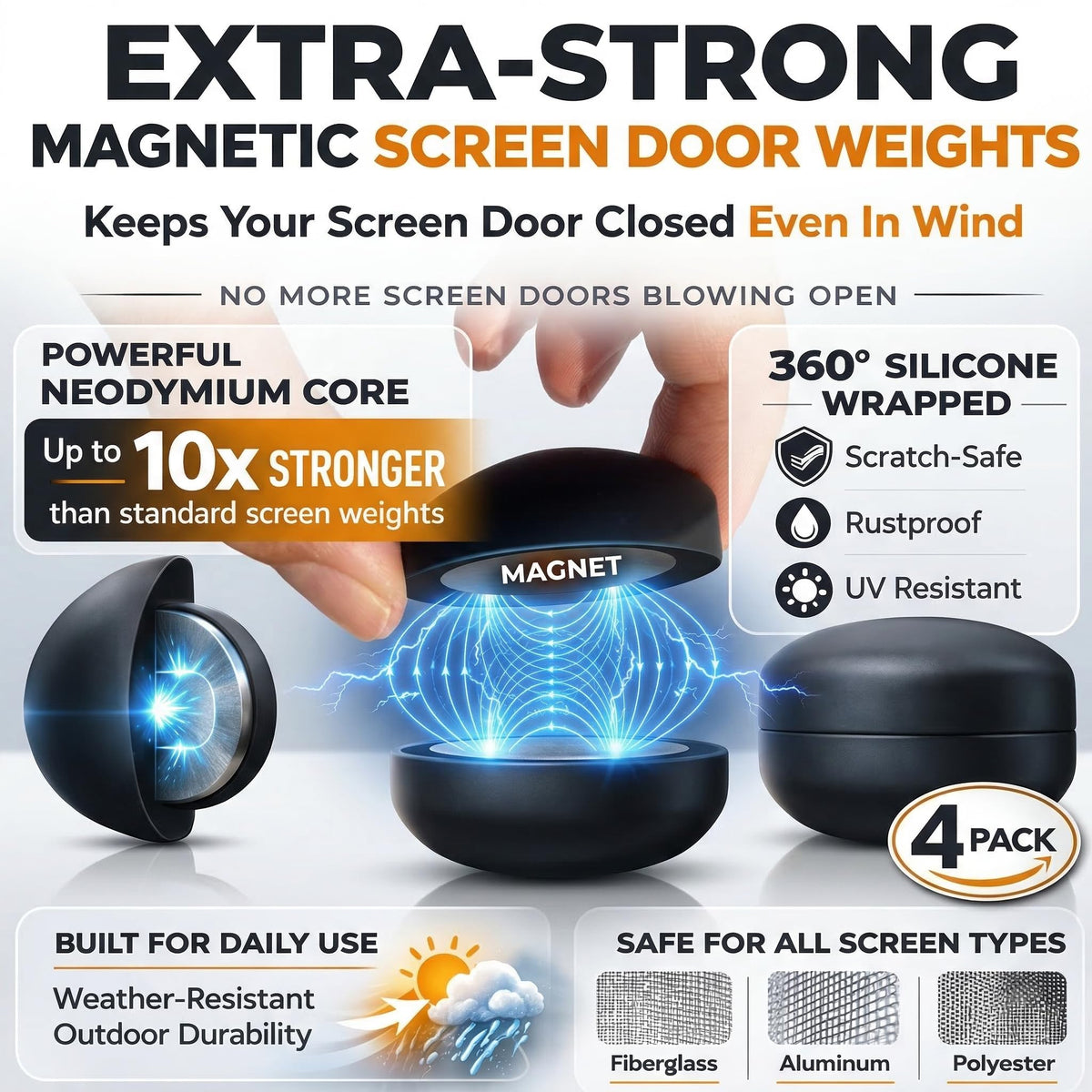Alien System weights ideal for patio doors and screened patios.