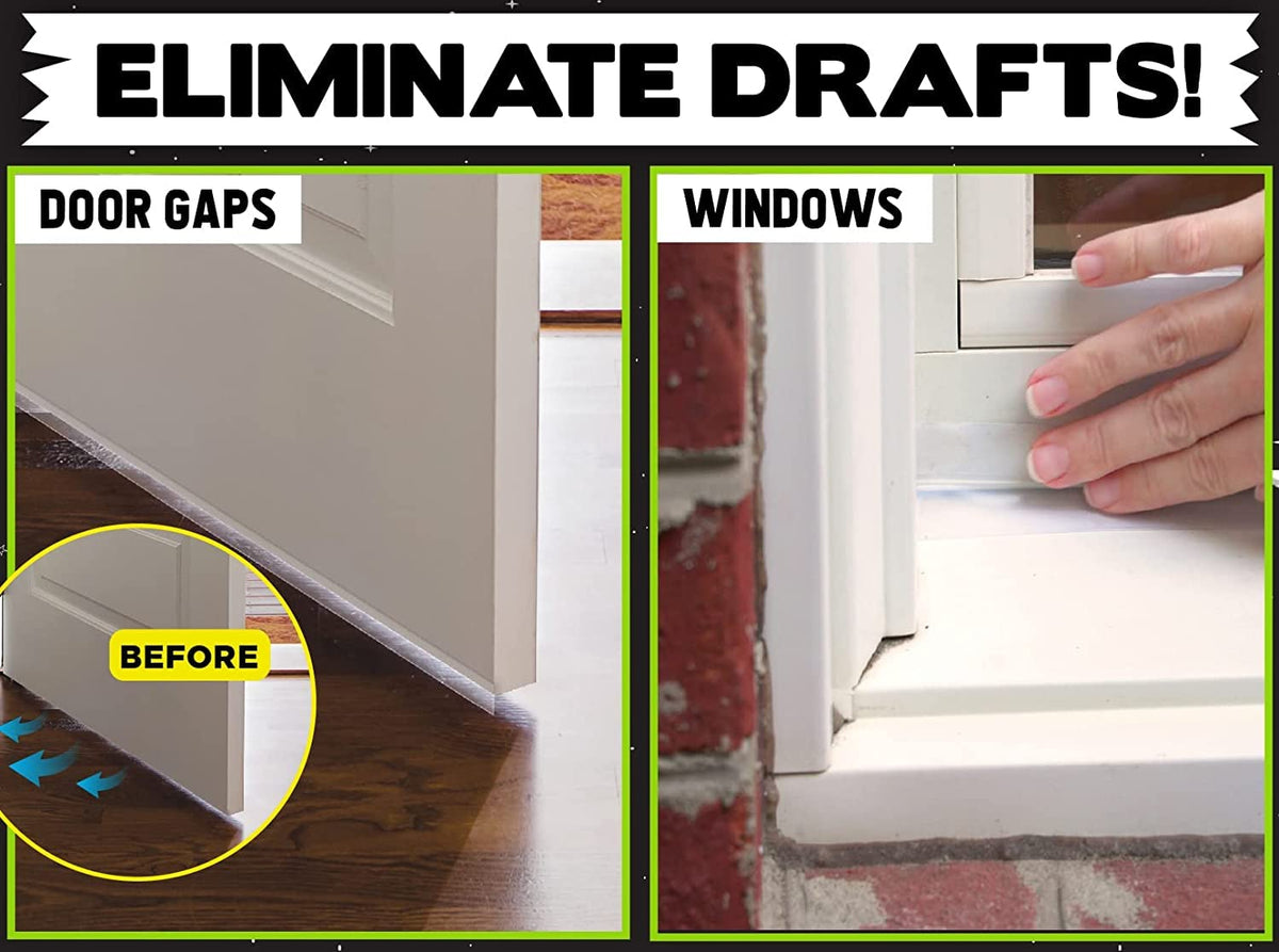 Alien Tape door-gap seal on window frame reduces drafts and improves comfort.