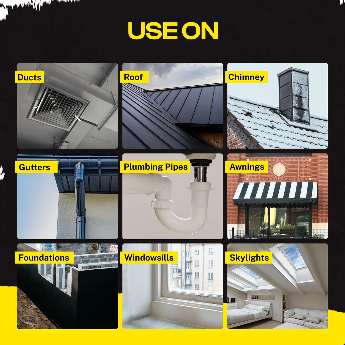 Alien Tape Liquid Sealant Spray dries to a durable black coating.