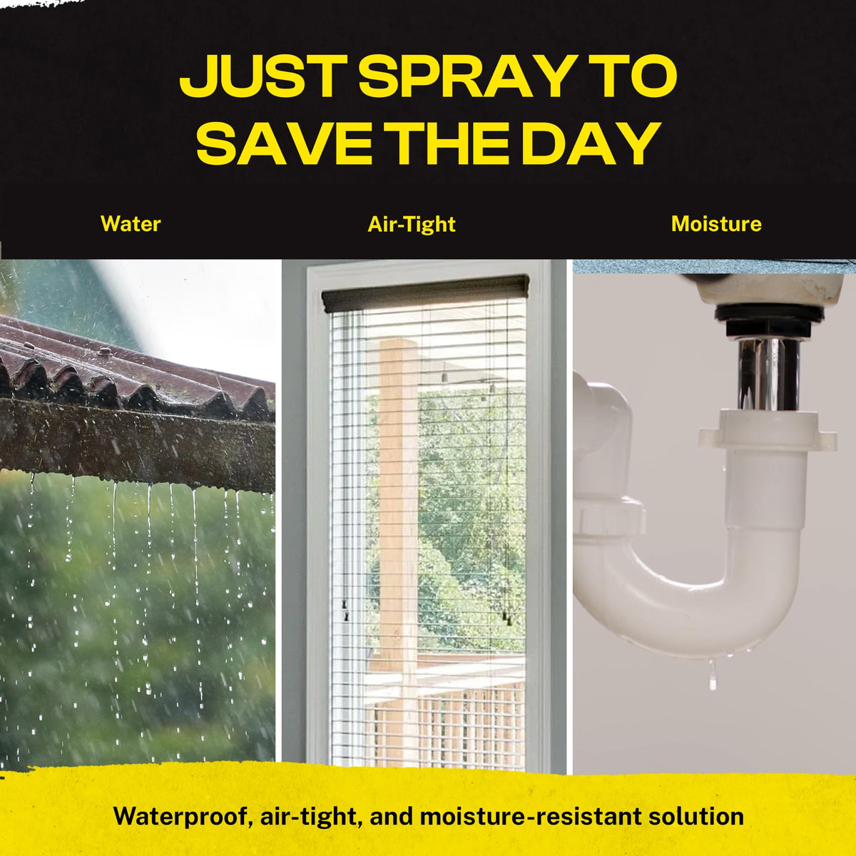 Alien Tape Liquid Sealant Spray works on wood and concrete surfaces.