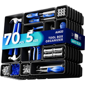 ALIKZO 70-piece toolbox organizer trays laid out for complete drawer organization.