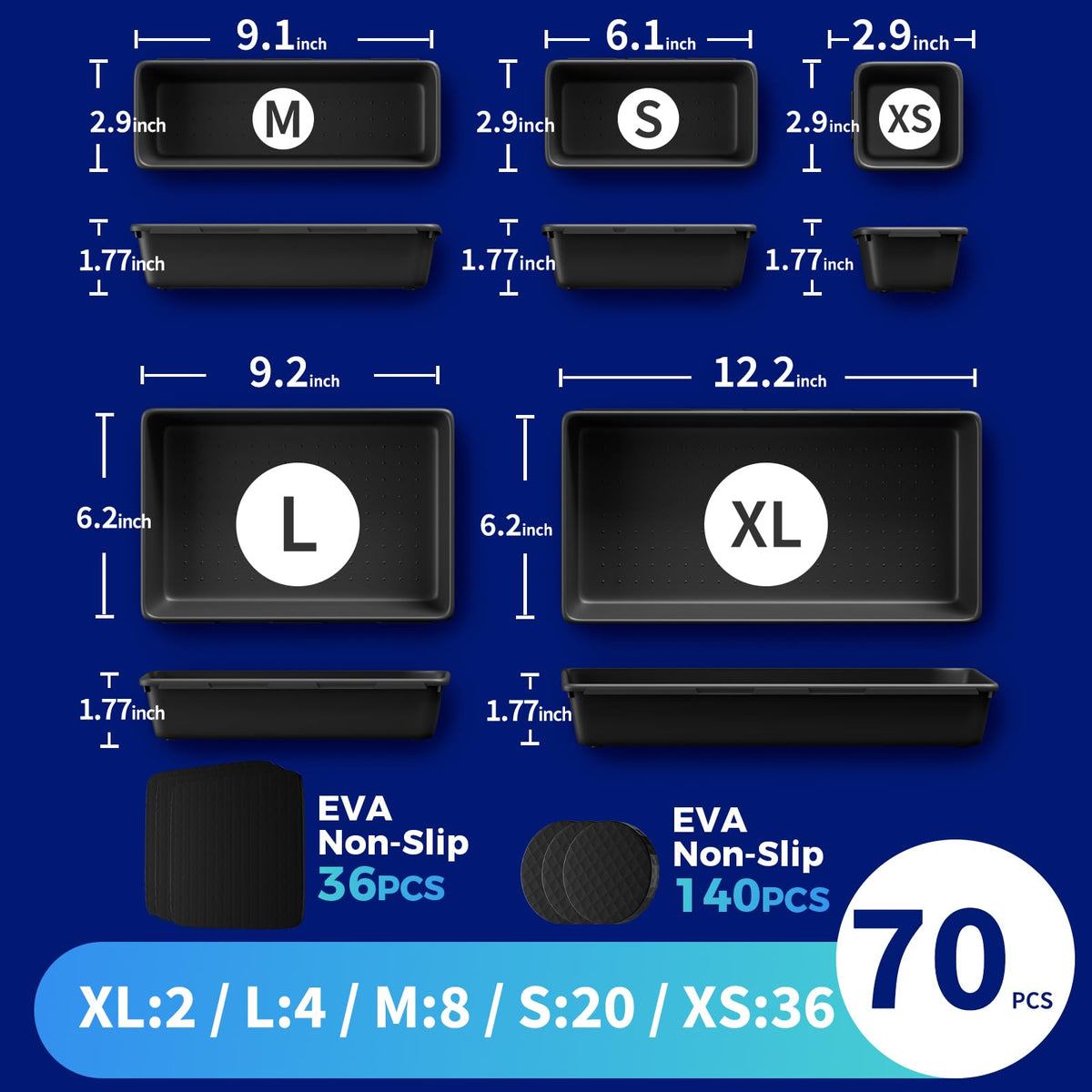 ALIKZO EVA non-slip pads applied to trays to prevent slipping.