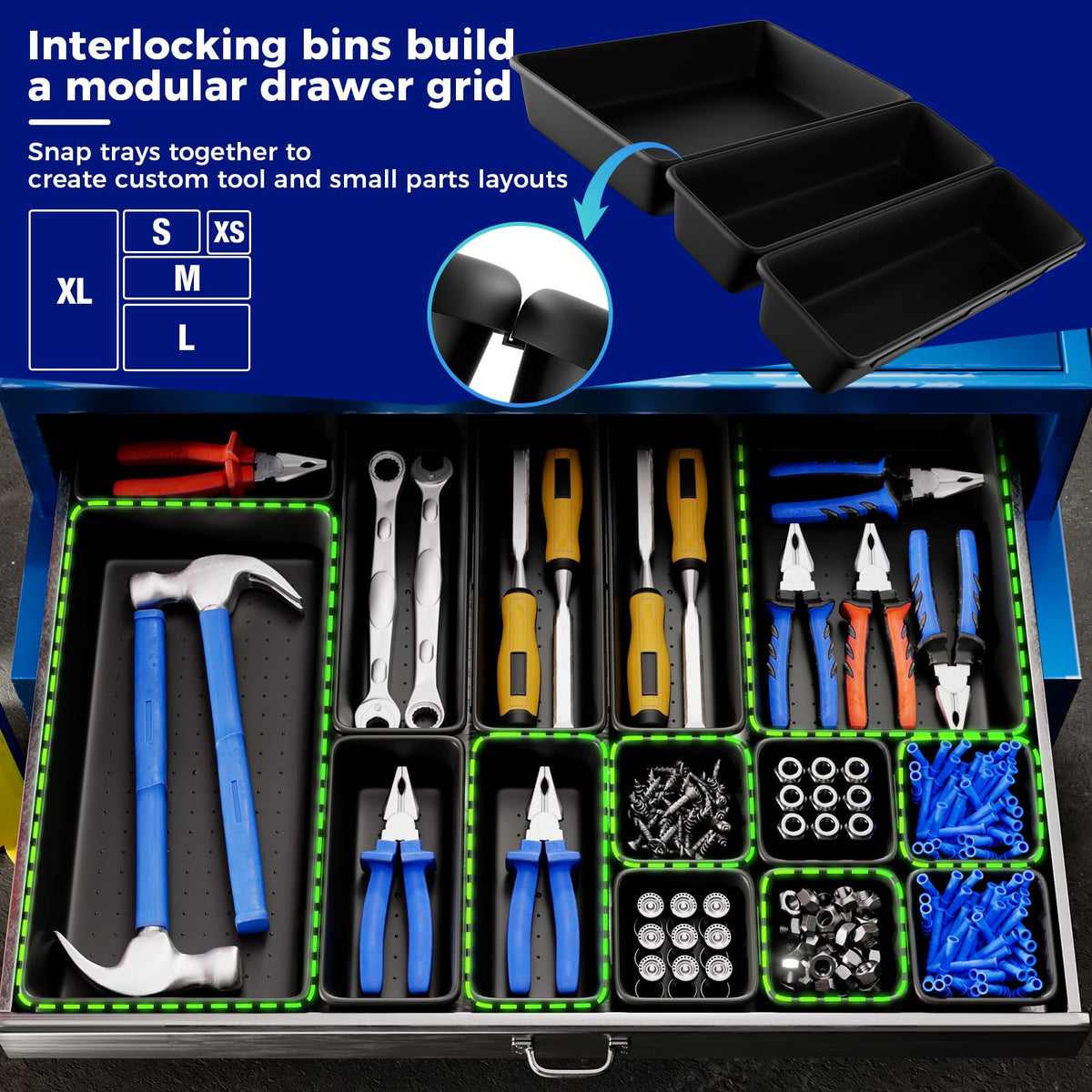ALIKZO organized drawer with wrenches using slim 1.77-inch height.
