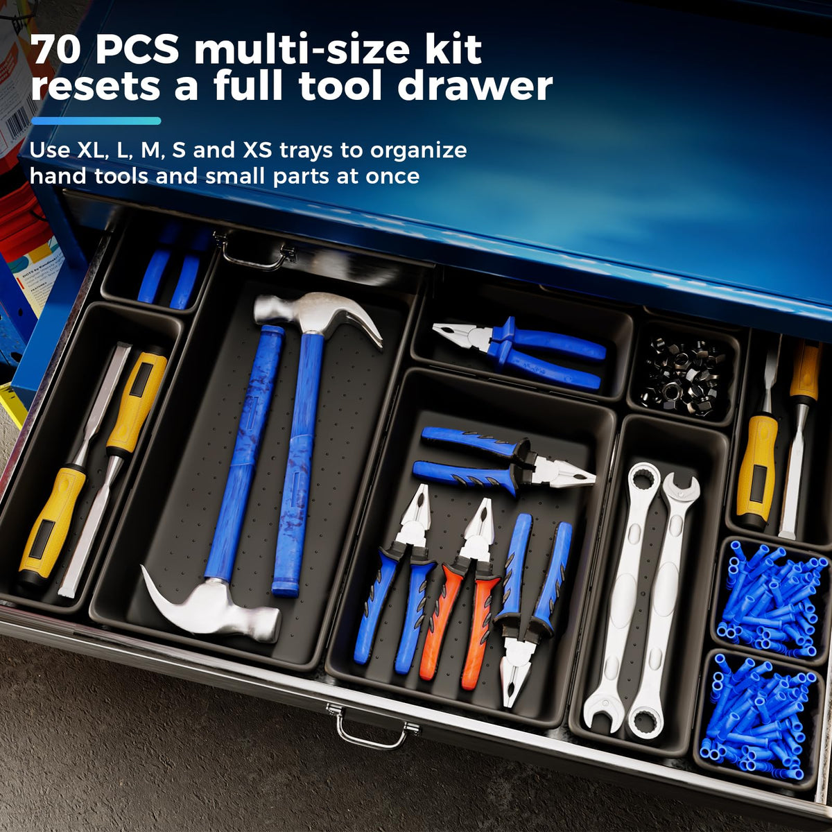 ALIKZO small-parts bin filled with screws and bolts for easy access.