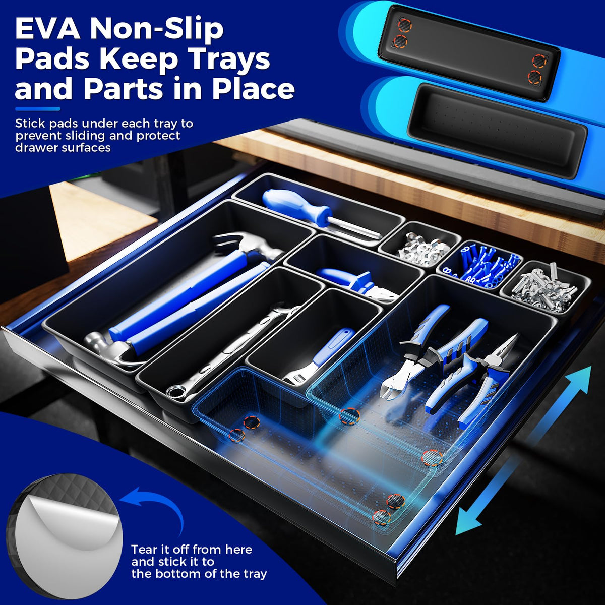 ALIKZO thick crack-resistant plastic ensures daily tool drawer durability.