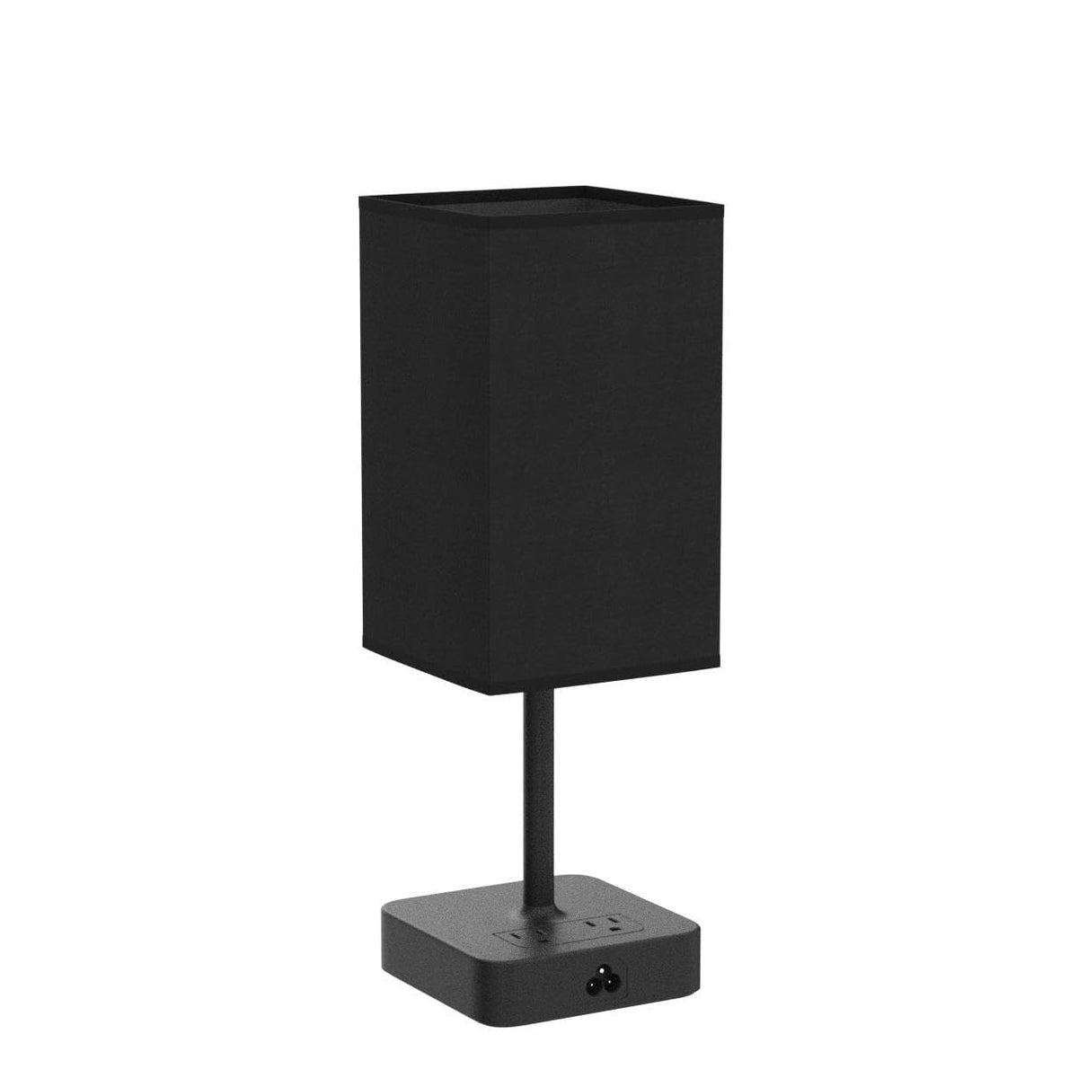 Alimentata bedside lamp with two AC outlets powering multiple devices from a single hub.