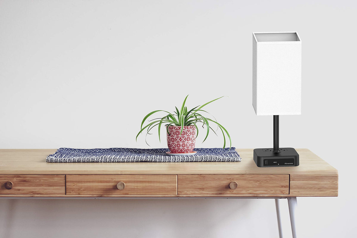 Alimentata bedside lamp includes a 5ft detachable power cord for setup