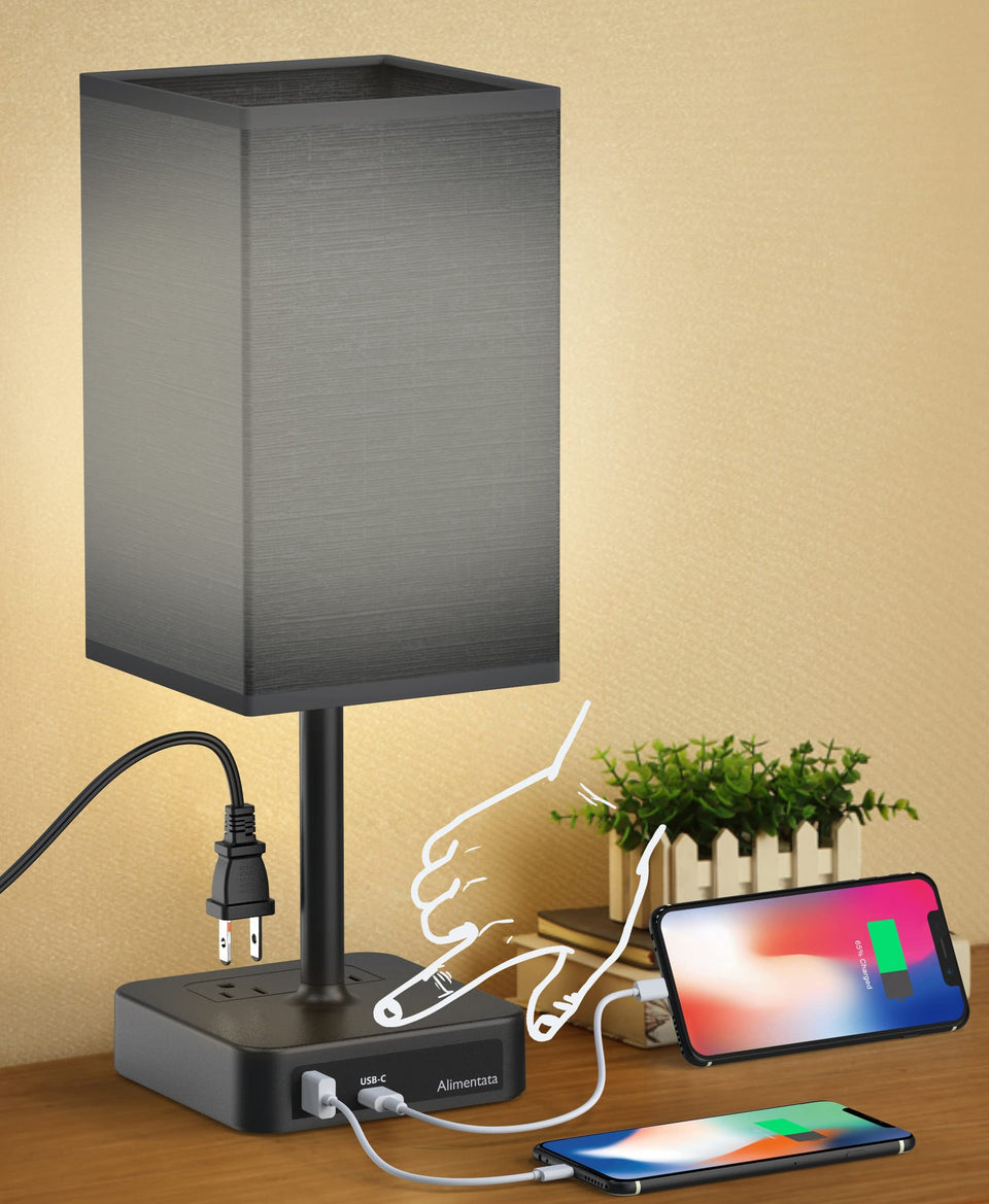 Alimentata bedside lamp with touch control providing effortless lighting at the bedside.