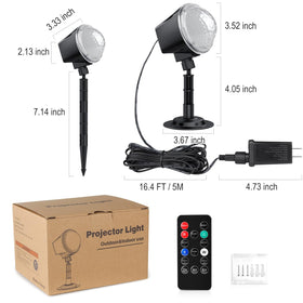 Alinkey projector includes ground spikes and a hanging bracket for versatile mounting