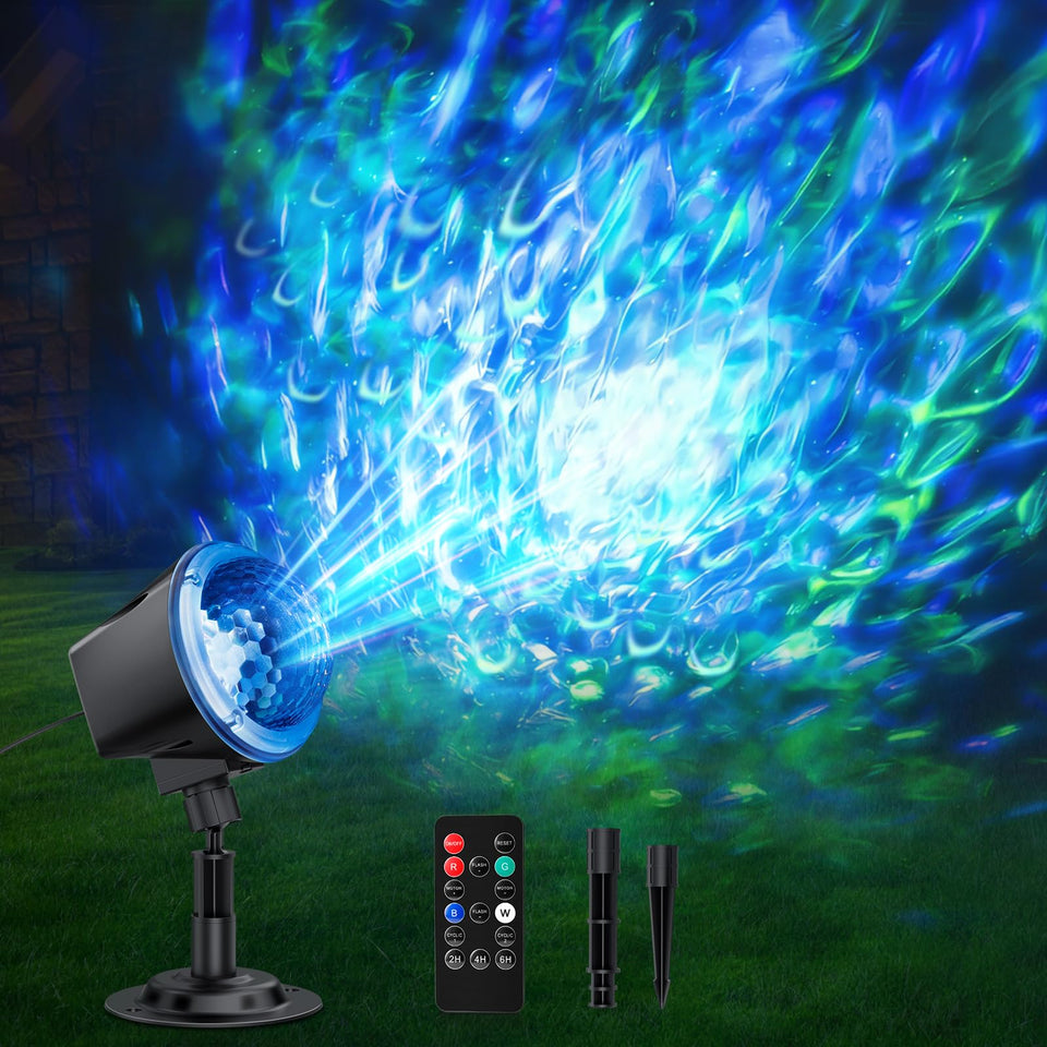 Alinkey Ocean Wave Projector Light illuminates outdoor surfaces with flowing water motion