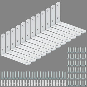 Alise floating shelf brackets close-up in white finish; durable and rust-resistant.