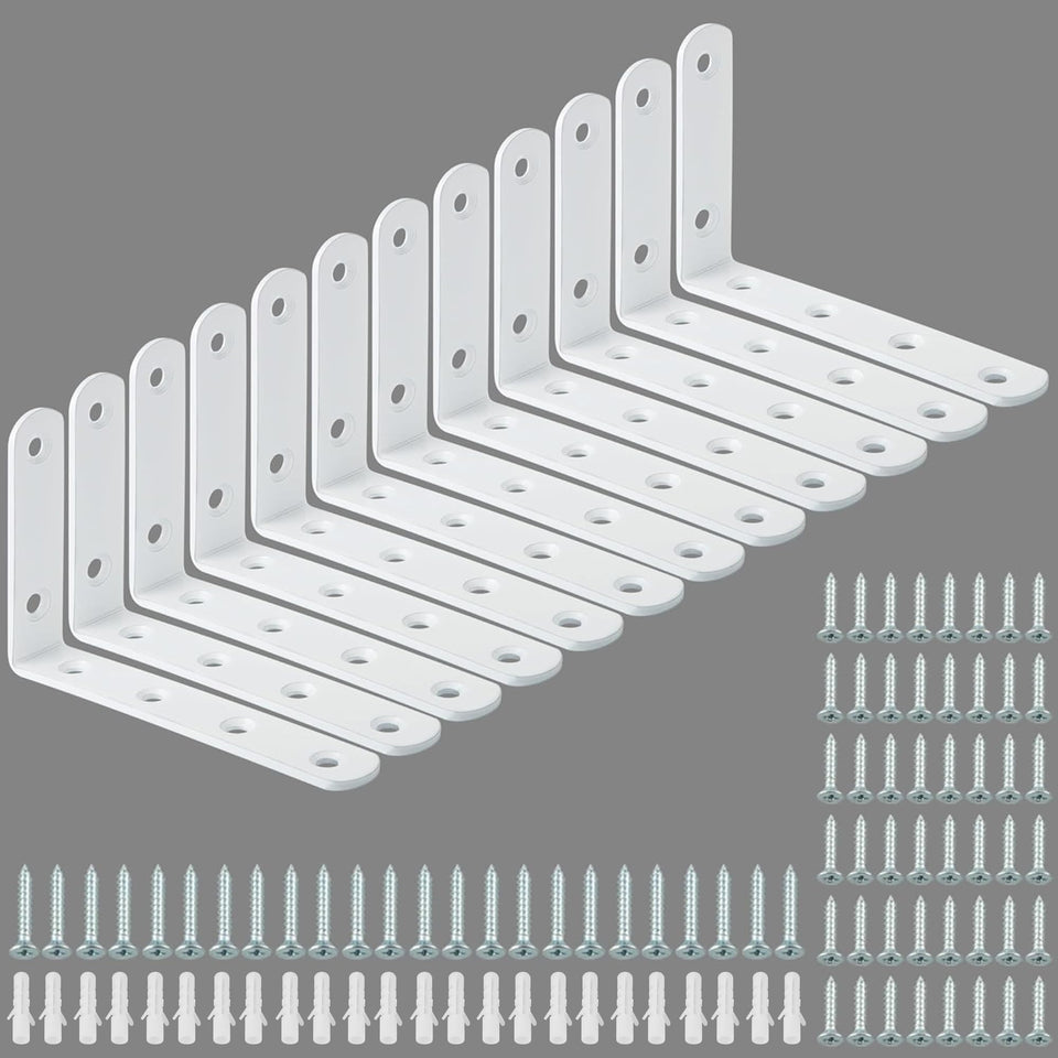 Alise floating shelf brackets close-up in white finish; durable and rust-resistant.