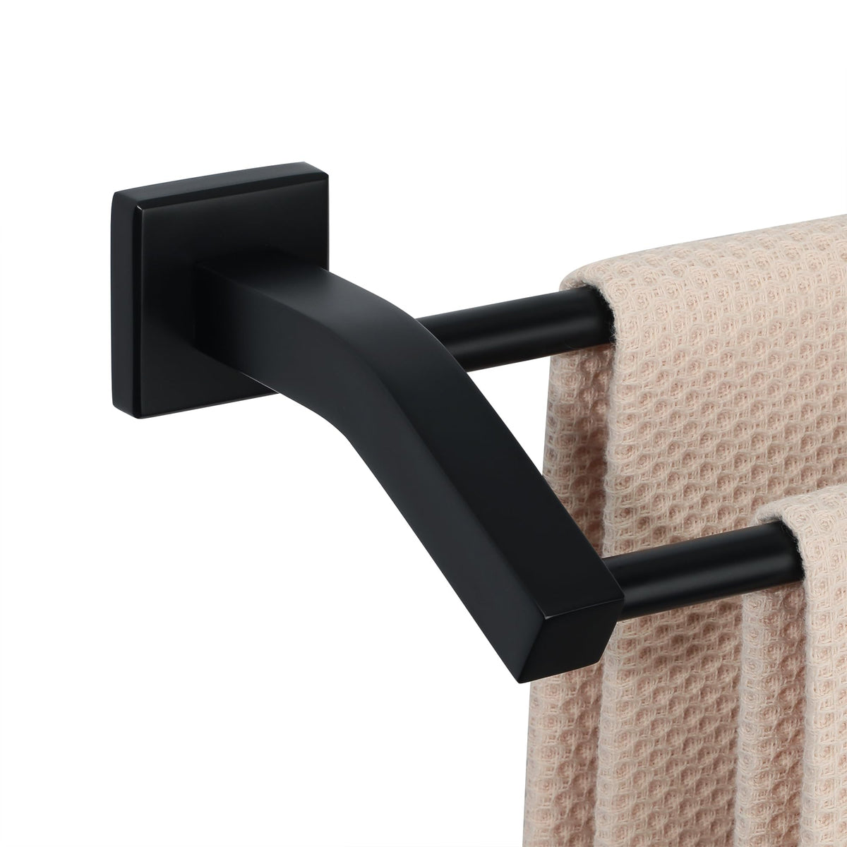 Alise bath double towel bar in matte black, 24in, wall-mounted for sturdy towels