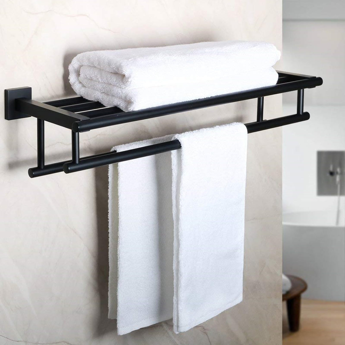 Alise double towel rack wall mounted for spacious towels and clean design.