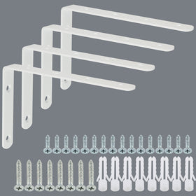 Alise floating shelf brackets front view; white finish supports sturdy shelves.