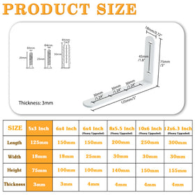 Alise heavy-duty L brackets; stainless steel for reliable corner support.