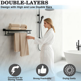 Alise matte black finish towel bars add sleek, modern style to any bath.