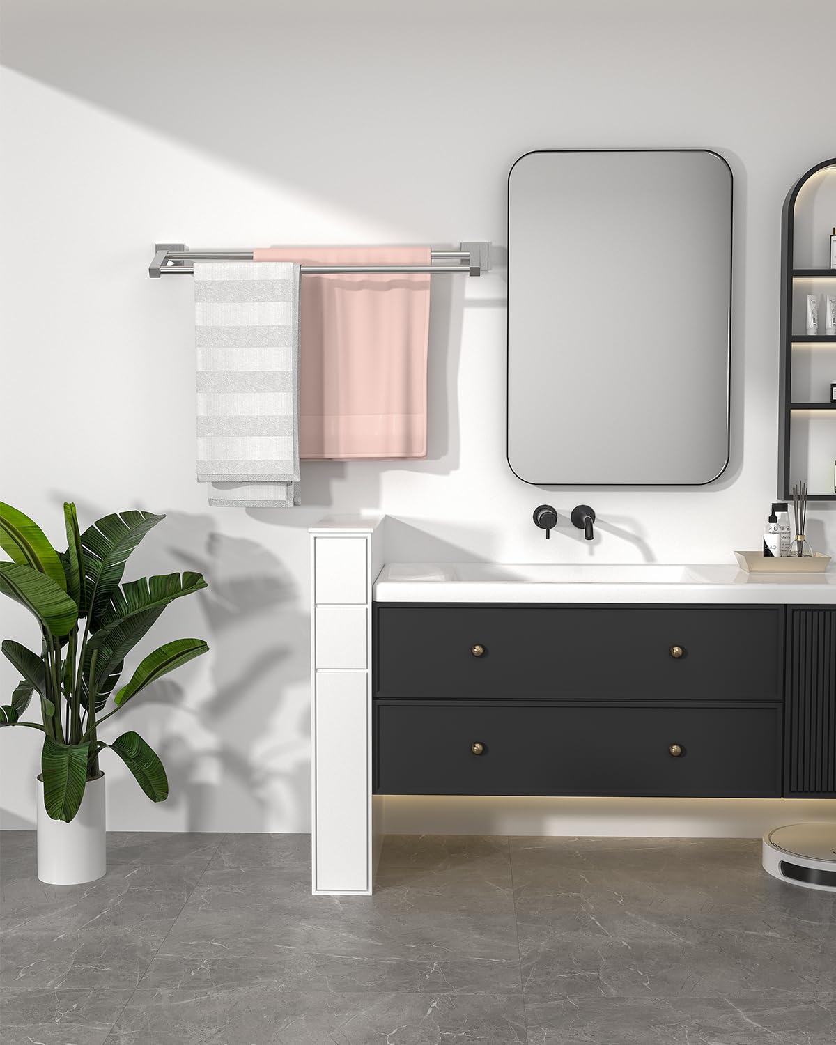 Precise measurements of Alise wall-mounted towel rack with 24-inch total length.