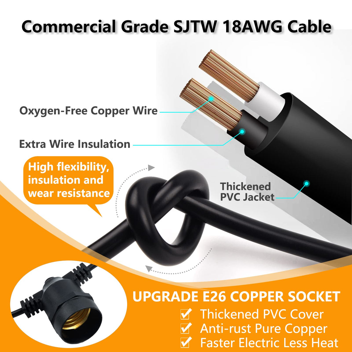 alitade copper E26 sockets ensure efficient conduction and cooler operation