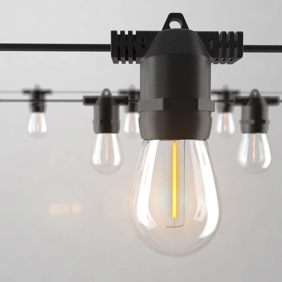 alitade 27ft outdoor string lights with S14 LEDs for warm patio glow