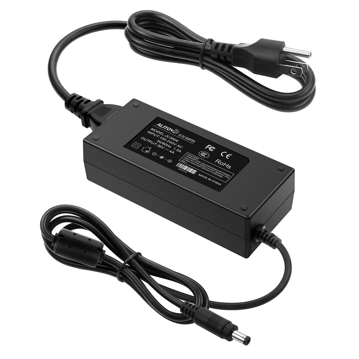 ALITOVE 36V power supply front view showing compact design and connector