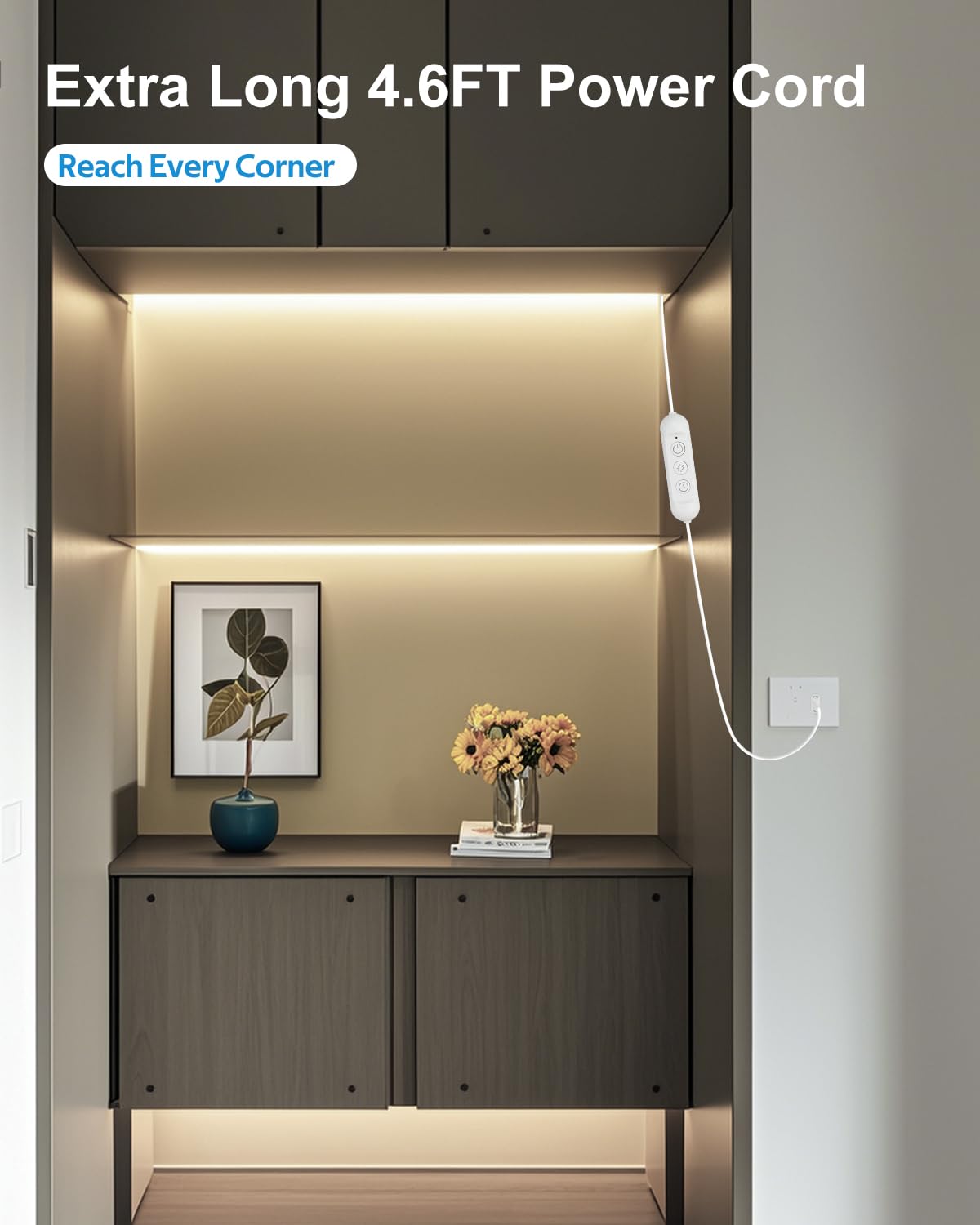 ALITOVE LED strip lights for kitchen counter and cabinet task lighting.